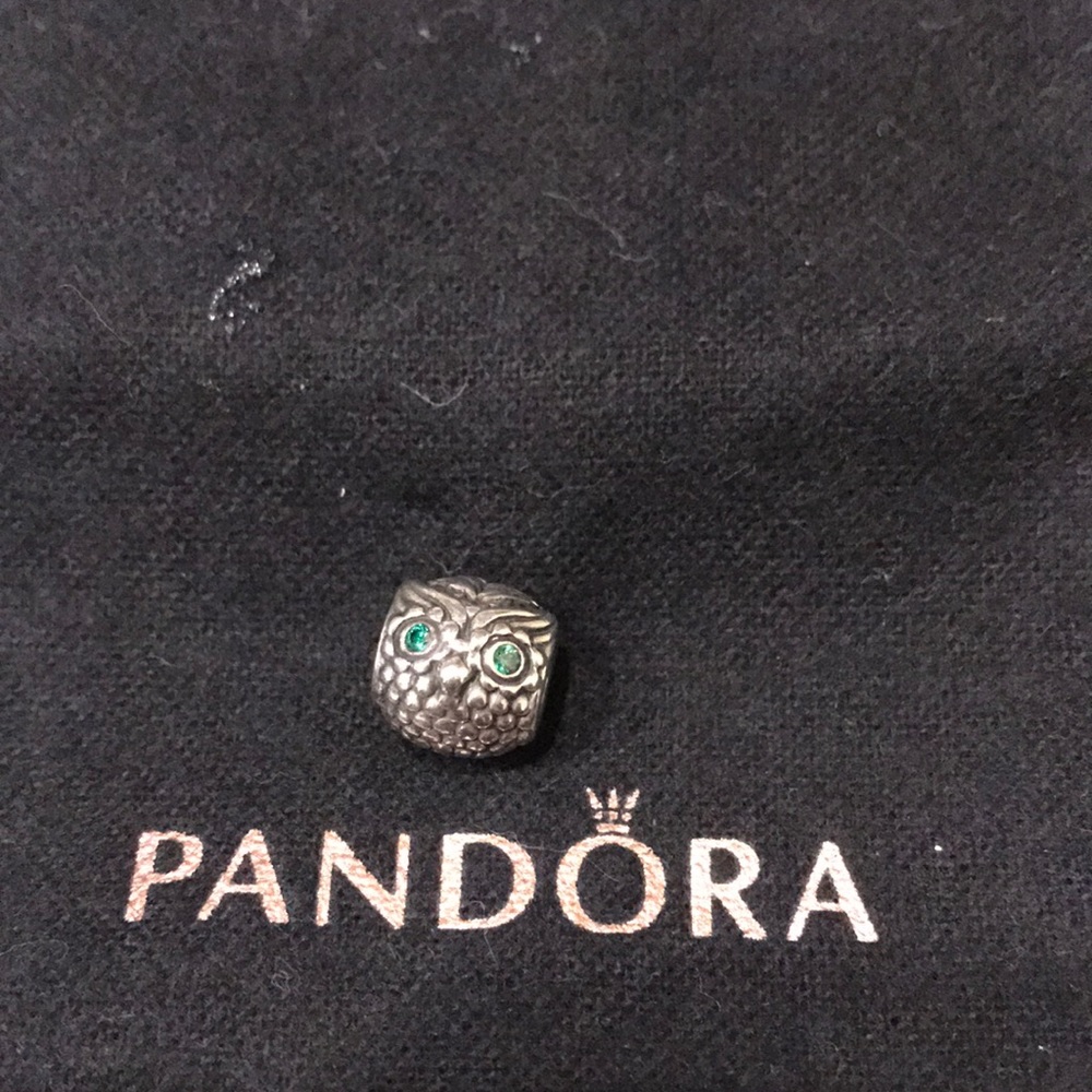 Pandora Owl Charm. Owl has green eyes.